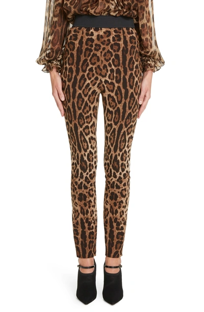 Shop Dolce & Gabbana Leopard Print Cady Leggings In Hy13m Leo
