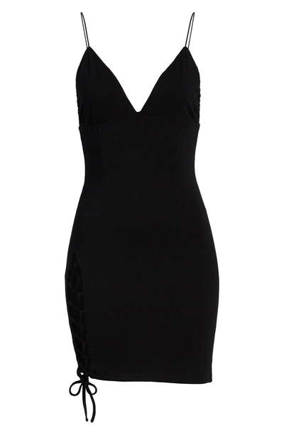 Shop Tiger Mist Tashanna Lace-up Slit Dress In Black