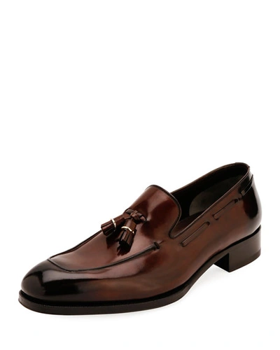 Shop Tom Ford Men's Tassel Loafers In Brown