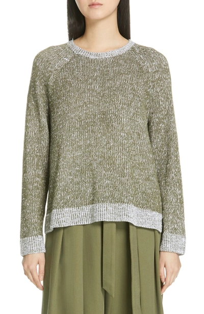 Shop Eileen Fisher Organic Linen & Cotton Sweater In Olive