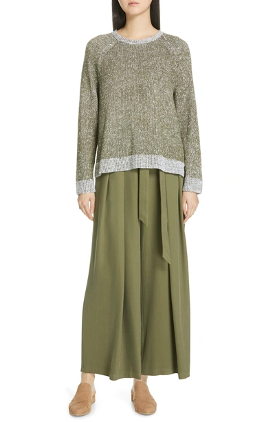 Shop Eileen Fisher Organic Linen & Cotton Sweater In Olive
