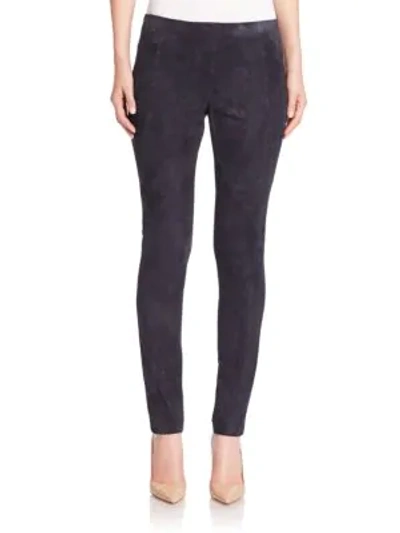 Shop Lafayette 148 Punto Milano Suede-front Riding Leggings In Ink