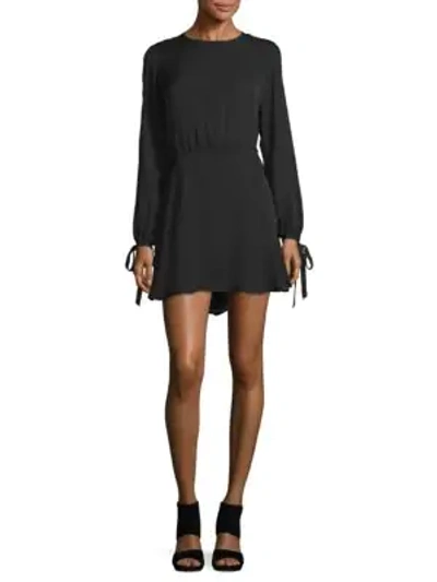 Shop Lpa Long-sleeve Silk Dress In Black
