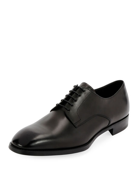 Armani Collezioni Men's Smooth Leather Rubber-sole Derby Shoe In Black ...