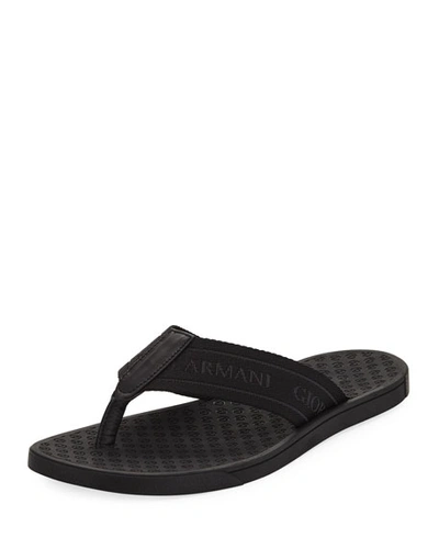 Shop Giorgio Armani Logo Jacquard Thong Sandals In Black