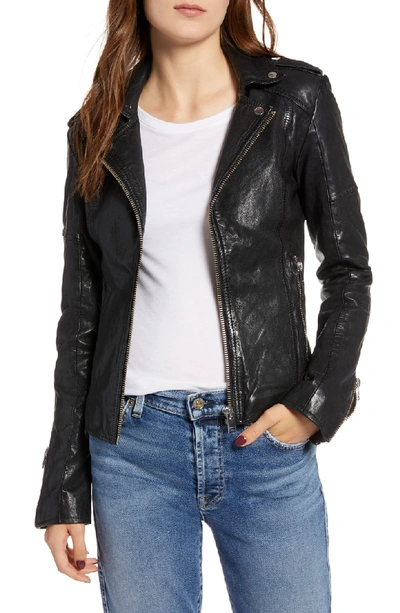 Shop Lamarque Leather Biker Jacket In Black