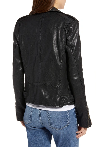 Shop Lamarque Leather Biker Jacket In Black