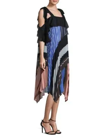 Shop Delfi Collective Lola Striped Pleated Shift Dress In Multi