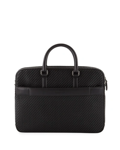 Shop Ermenegildo Zegna Men's Pelle Business Bag In Black