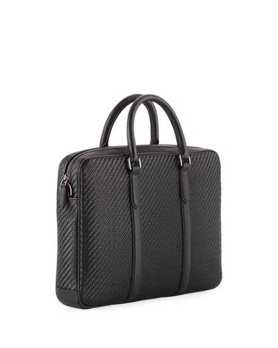Shop Ermenegildo Zegna Men's Pelle Business Bag In Black