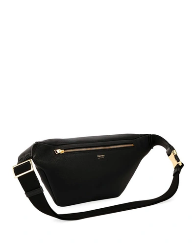 Shop Tom Ford Men's Leather Belt Bag In Black