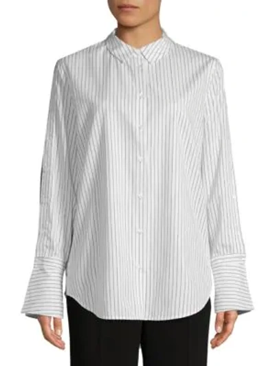 Shop Equipment Rossi Bright Striped Cotton Button-down Shirt In Bright White