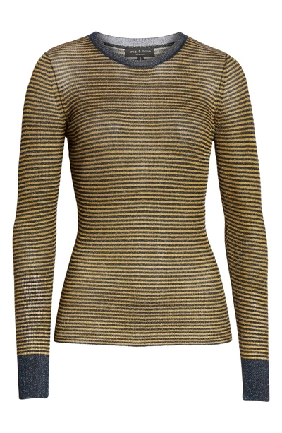 Shop Rag & Bone Raina Metallic Stripe Sweater In Denim Blue