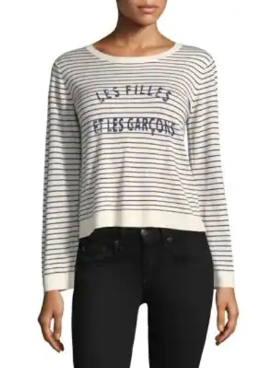 Shop Joie Verbina Striped Crewneck Sweater In Porcelain