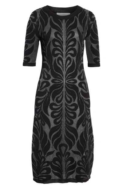 Shop Partow Intarsia Knit Wool Midi Dress In Black
