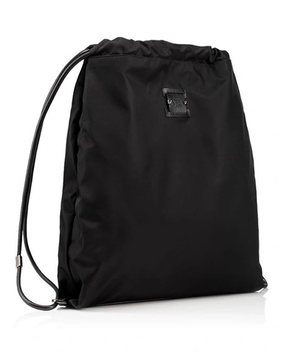Shop Christian Louboutin Men's Kaloubi Drawstring Backpack With Leather Trim In Black