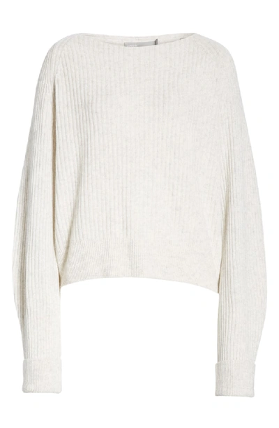 Shop Vince Ribbed Bateau Neck Sweater In Heather Cloud