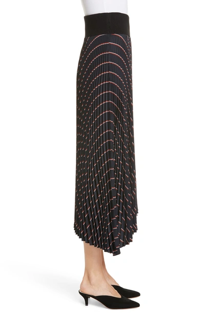 Shop A.l.c Henry Pleated Skirt In Navy/ Pink/ Orange