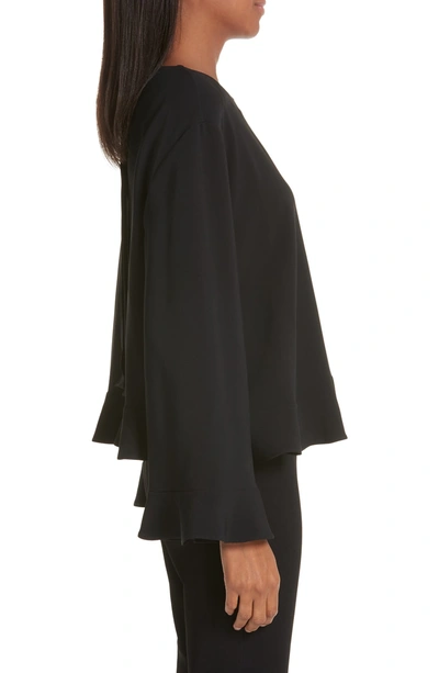 Shop Stella Mccartney Flutter Sleeve Cady Blouse In Black