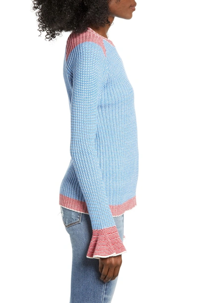 Shop English Factory Two-tone Rib Sweater In Blue
