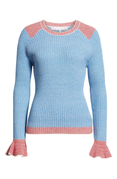 Shop English Factory Two-tone Rib Sweater In Blue
