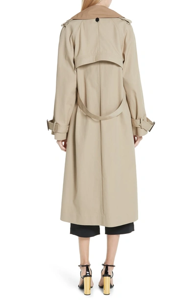 Shop Adam Lippes Trench Coat With Vest & Removable Fringe In Khaki/ Tan