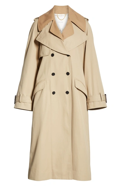 Shop Adam Lippes Trench Coat With Vest & Removable Fringe In Khaki/ Tan