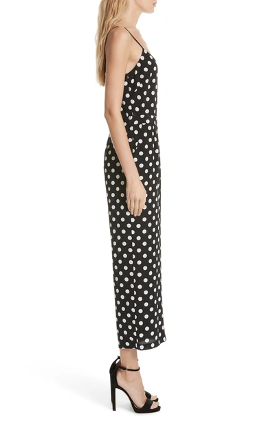Shop L Agence Jaelyn Polka Dot Silk Jumpsuit In Black/ Ivory