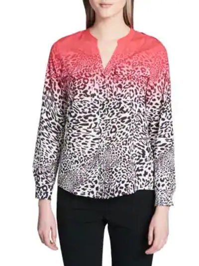 Shop Calvin Klein Leopard Print Button-down Shirt In Multi