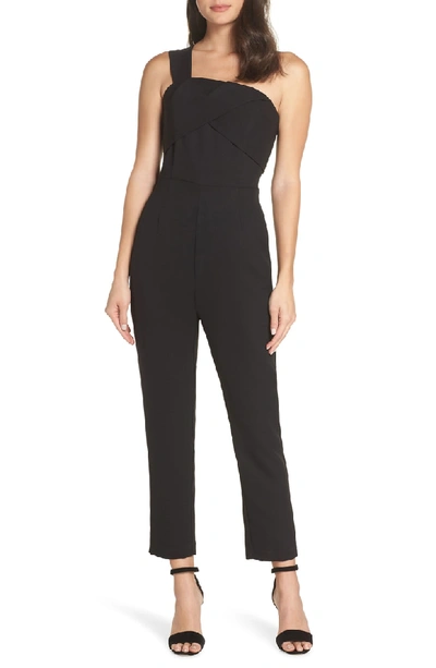 Shop Adelyn Rae Adria One-shoulder Jumpsuit In Black