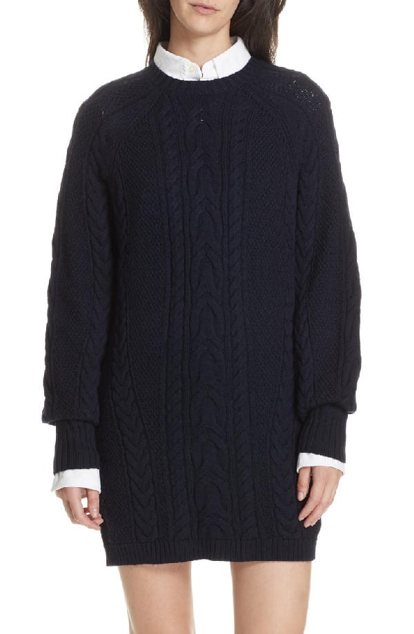 Polo Ralph Lauren Aran-knit Wool Sweater Dress In Navy ...