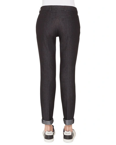 Shop Akris Magda 5-pocket Slim Stretch Denim Pants In Black