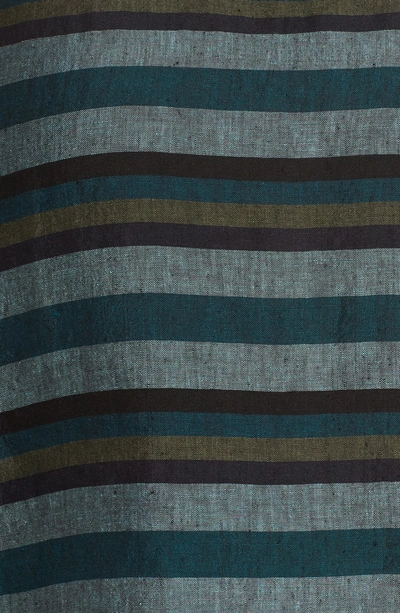 Shop Eileen Fisher Stripe Organic Linen Top In Teal