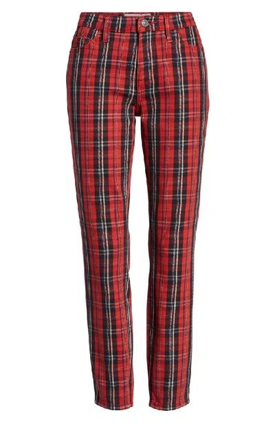 Shop Current Elliott The Stiletto Skinny Jeans In Red Tar Plaid