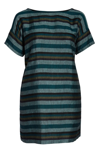 Shop Eileen Fisher Stripe Organic Cotton Shift Dress In Cassis