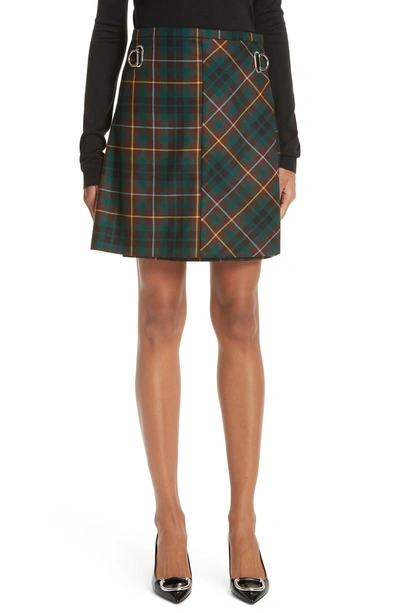 Shop Burberry Adige Tartan Plaid Skirt In Pine Green Chk