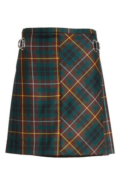 Shop Burberry Adige Tartan Plaid Skirt In Pine Green Chk