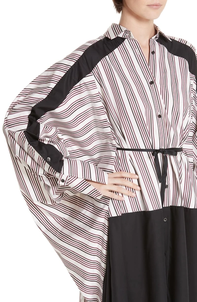 Shop Palmer Harding Streep Stripe Shirtdress In Berry Satin Stripe With Black