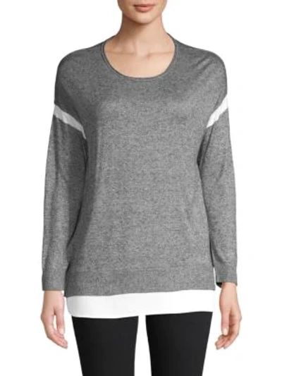 Shop Calvin Klein Heathered Long-sleeve Sweater In Black Winter White