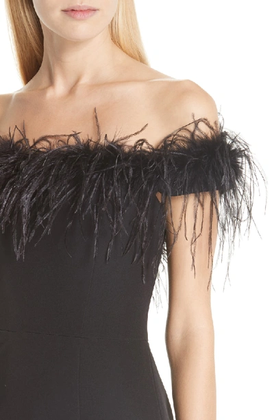 Shop Milly Elle Off The Shoulder Feather Detail Dress In Black