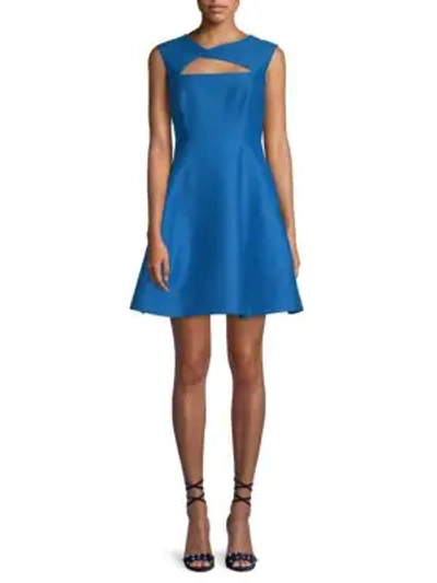 Shop Halston Heritage Sleeveless Fit-&-flare Slash Dress In Cobalt