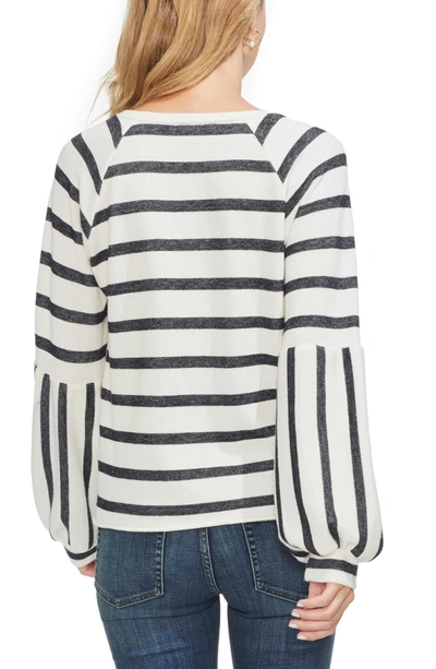 Shop Vince Camuto Bubble Sleeve Stripe Top In Antique White
