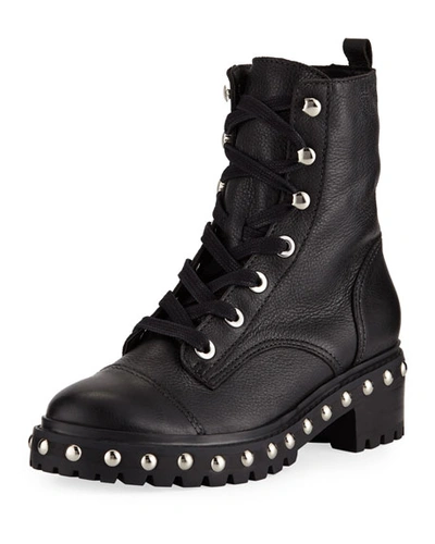 Shop Schutz Andrea Studded Leather Combat Boots In Black