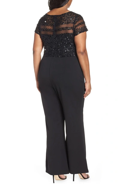 Shop Adrianna Papell Sequin Wide Leg Jumpsuit In Black