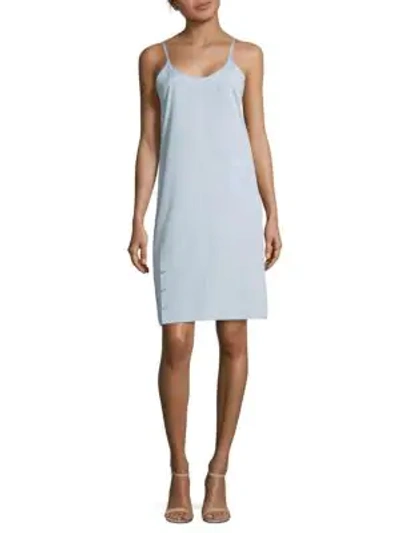 Shop Helmut Lang Cotton Sleeveless Wrap Cotton Shift Dress In Light Blue