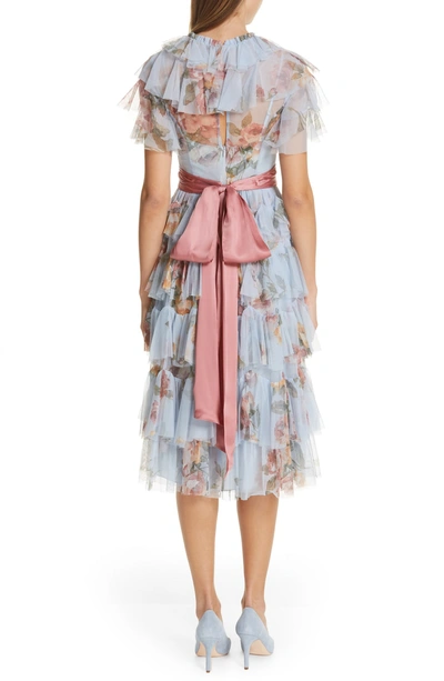 Needle & Thread Venetian Rose Tulle Midi Dress In Dusk Blue | ModeSens