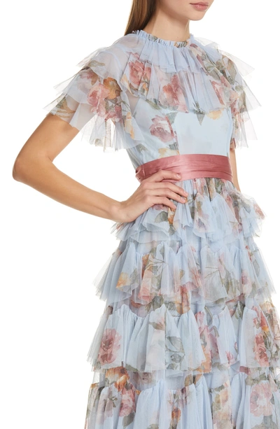 Needle & Thread Venetian Rose Tulle Midi Dress In Dusk Blue | ModeSens