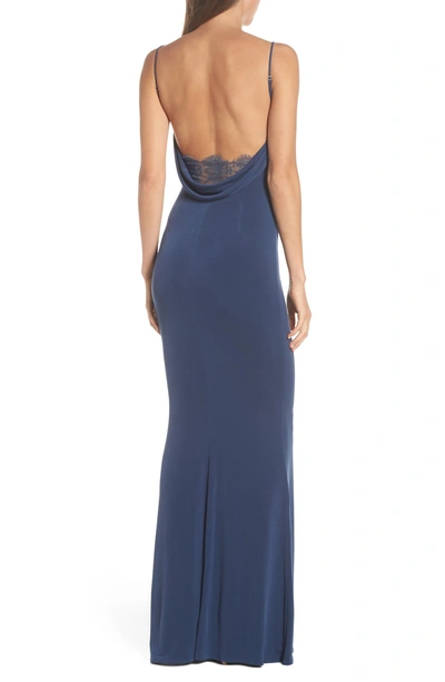 Shop Katie May Surreal Cowl Back Evening Dress In Deep Sea