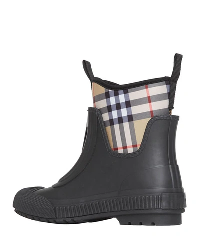 Shop Burberry Flinton Check Rain Booties In Black