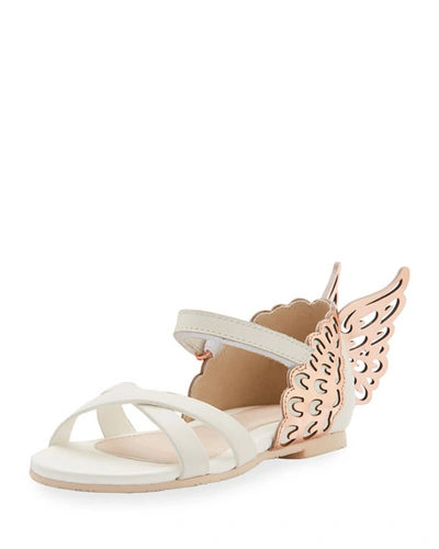 Shop Sophia Webster Evangeline Metallic Butterfly-wing Leather Sandals, Toddler In White